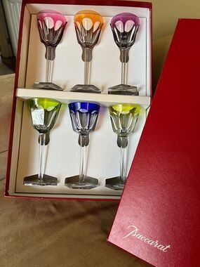 Baccarat Colored Crystal Wine Glasses - Set of 6